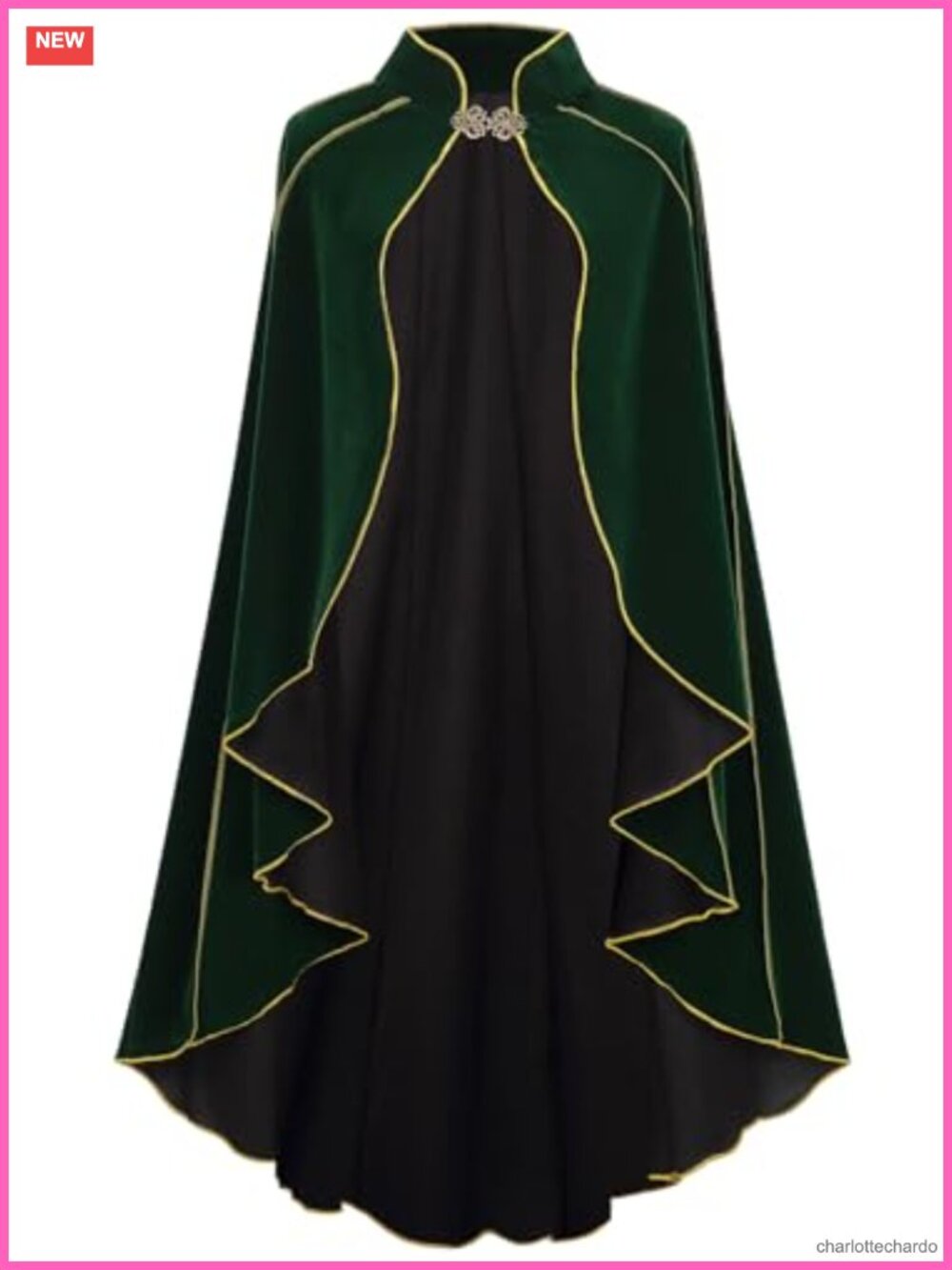 Crushed Velvet Medieval Cloak Renaissance Cape Stand-Up Collar